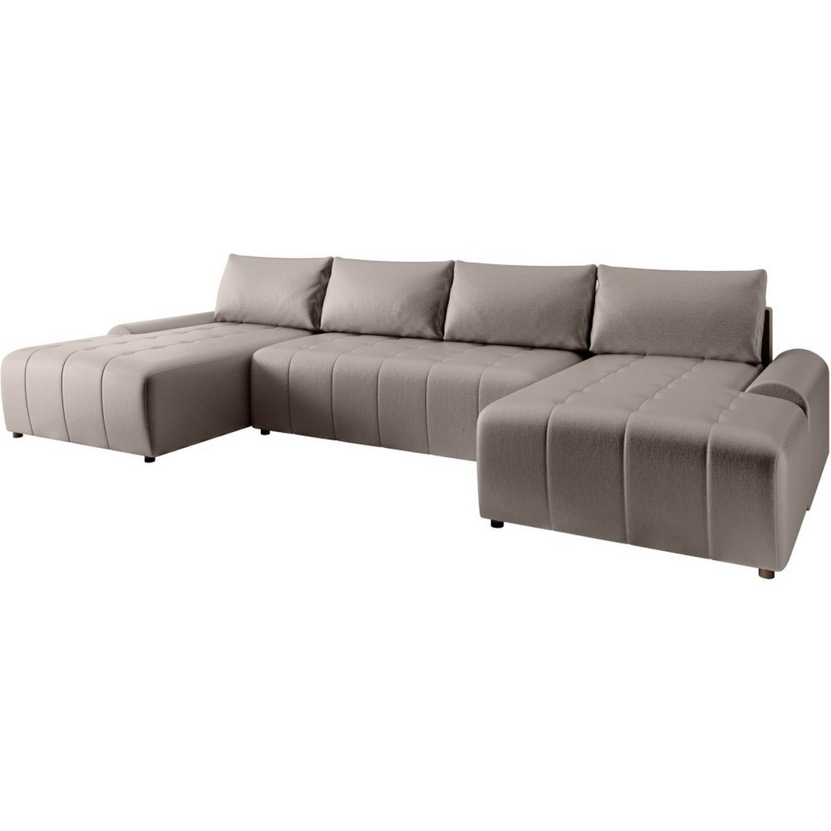 WOHNLANDSCHAFT Costa U Taupe - Taupe/Schwarz, Kunststoff/Textil (367/80/169cm) - Beautysofa
