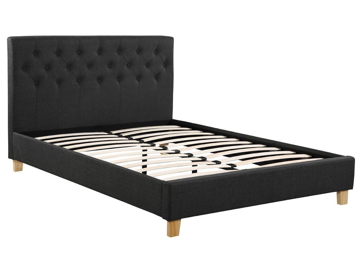 BETT emmy Grau - Grau, Textil (200/160cm) - Habitat Garten