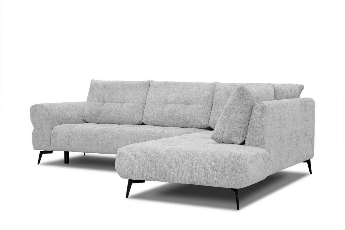 ECKSOFA SALVINI 5-Sitzer, hellgrau - Hellgrau/Schwarz, Holzwerkstoff/Textil (292/158cm) - Wozimo