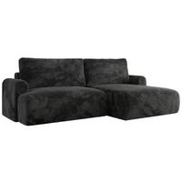 ECKSCHLAFSOFA TONO L Dunkelgrau Plüsch - rechts - Dunkelgrau/Schwarz, Kunststoff/Textil (150/260cm) - MKS