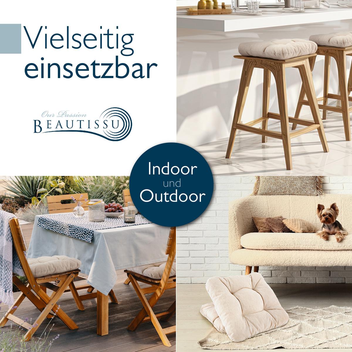 STUHLKISSEN HighLux SK 40/40/8cm Natur (4tlg) - Naturfarben, Textil (40/40/32cm) - Beautissu 