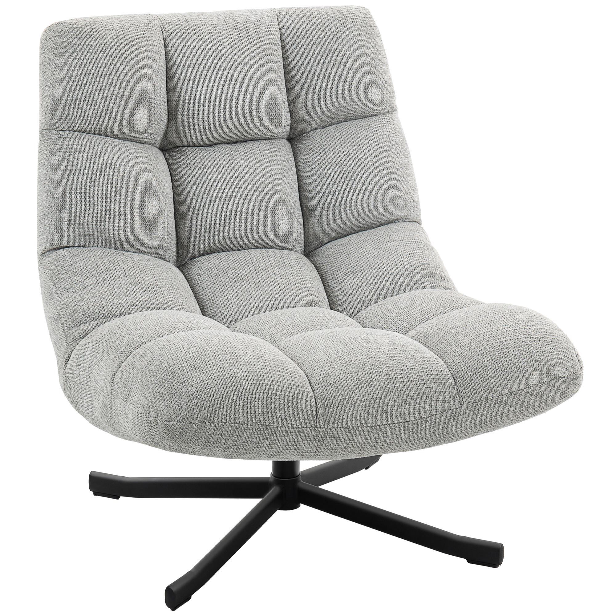 LOUNGESESSEL Chenille Stahl Hellgrau - Hellgrau/Schwarz, Textil/Metall (75/90/95cm) - HOMCOM