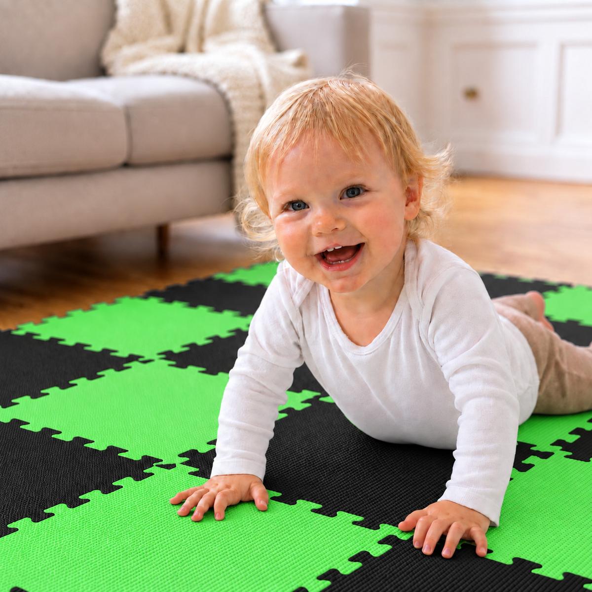 SPIELMATTE ab Null - 180/90 cm Puzzlematte Schwarz - Multicolor, Kunststoff (30/30cm) - Littletom