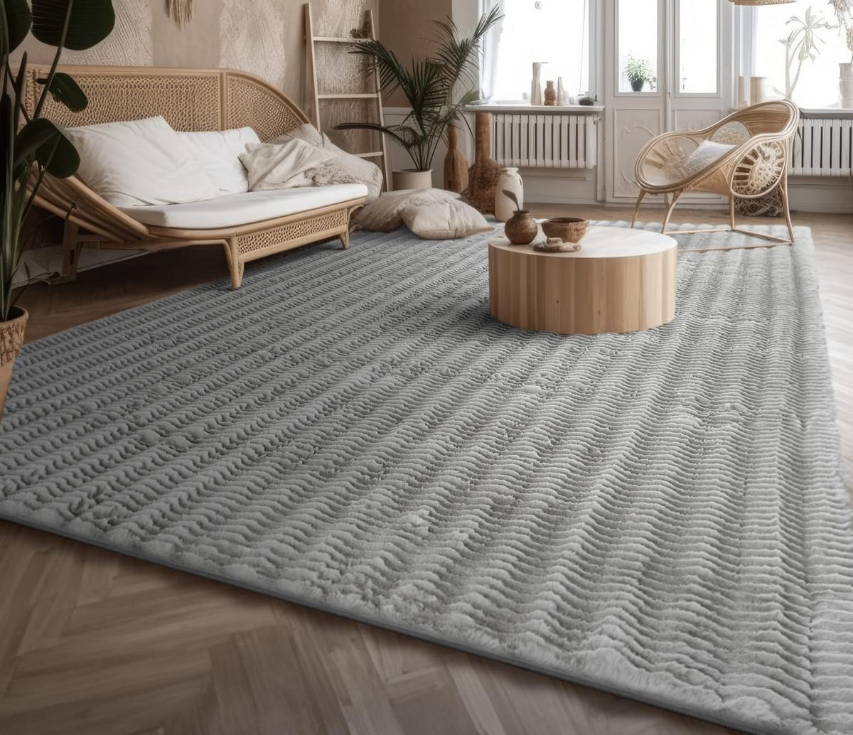 HOCHFLORTEPPICH Rauten Grau 60 x 100 cm - Grau, Kunststoff (60/100cm) - TT Home