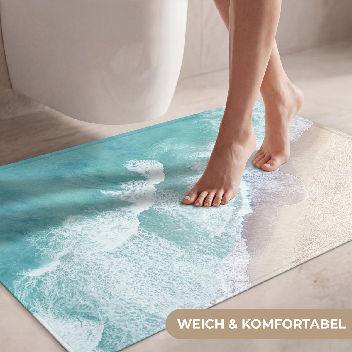 WC-VORLEGER Strand - Meer - Natur - Sommer Toilettenteppich 90x60 cm - Türkis, Textil (90/1cm) - OnlyWow