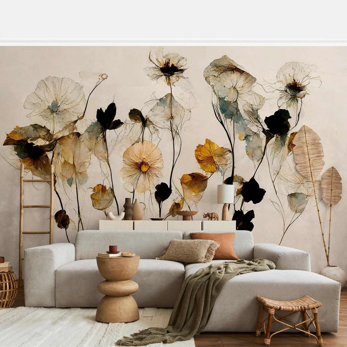 FOTOTAPETE Warme Blüten 288/190 cm - Eichefarben, Papier (288/190cm) - Bilderwelten