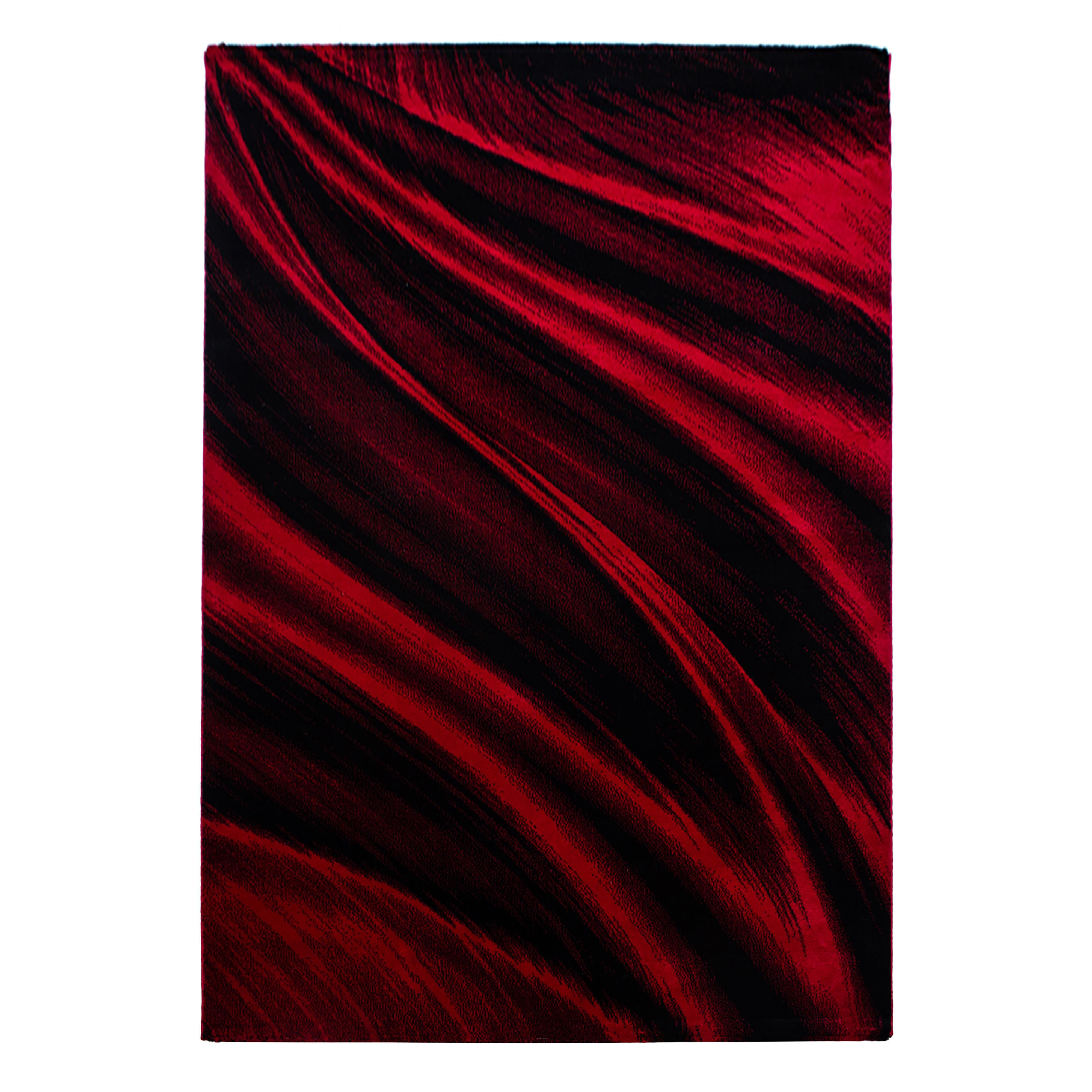 KURZFLORTEPPICH ASPEN, mit abstraktem Wellenmuster, Rot, 120 x 170 cm - Rot, Textil (120/170cm) - KADIMA DESIGN