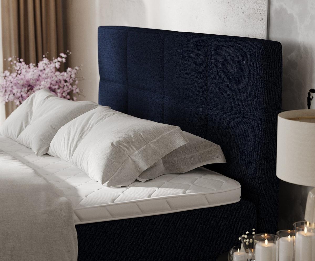 BOXBETT Velto 180/200 cm Marineblau im Riva Stoff - Schwarz/Dunkelblau, Holz/Holzwerkstoff (180/200cm) - AltaBeds