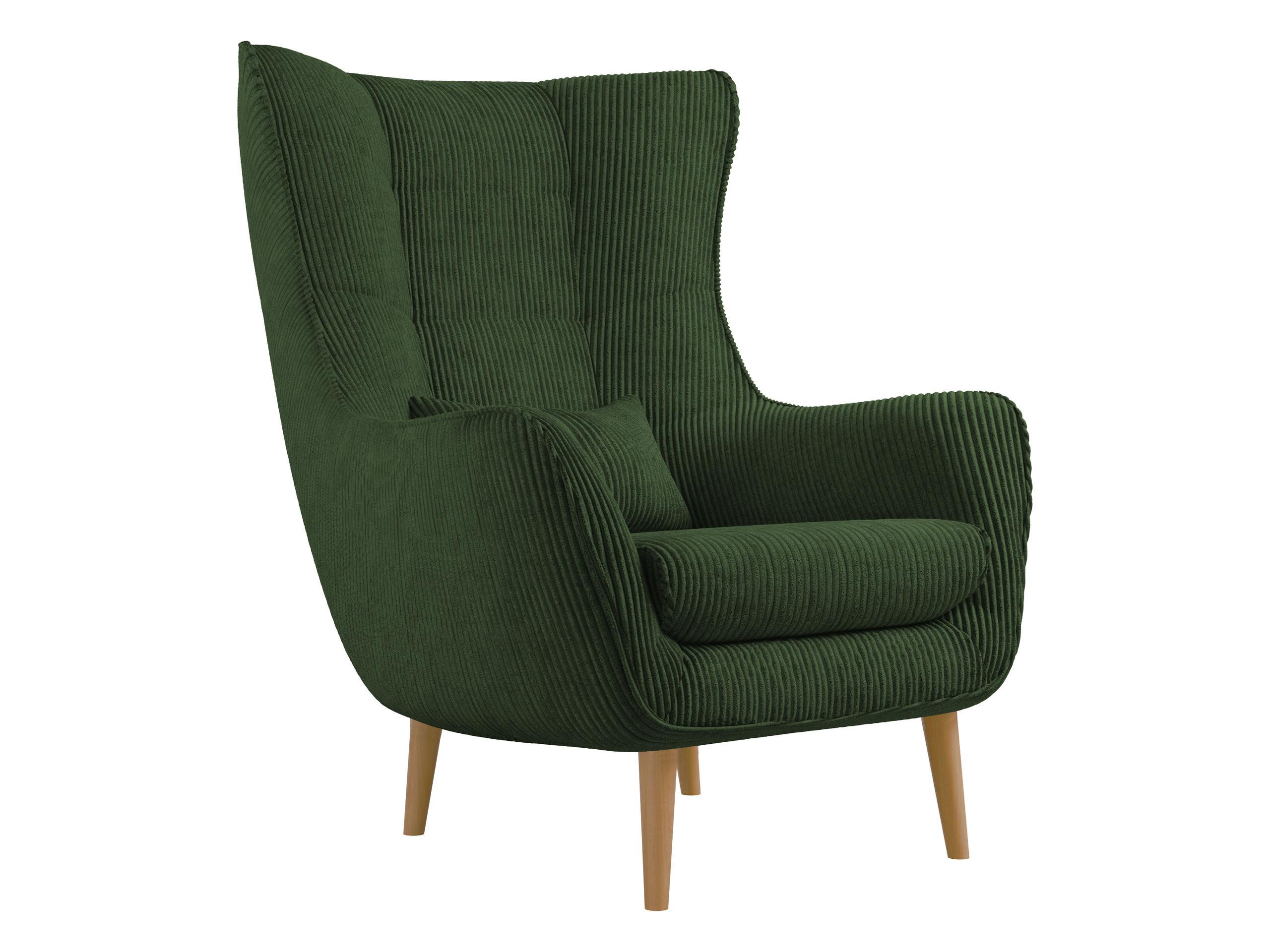 SESSEL Estjano Cord - Dunkelgrün/Beige, Holz/Textil (80/106/95cm) - MIRJAN24