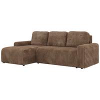 ECKSOFA NESSARO L Braun Cord - Links Seite - Schwarz/Braun, Kunststoff/Textil (244/151cm) - MKS