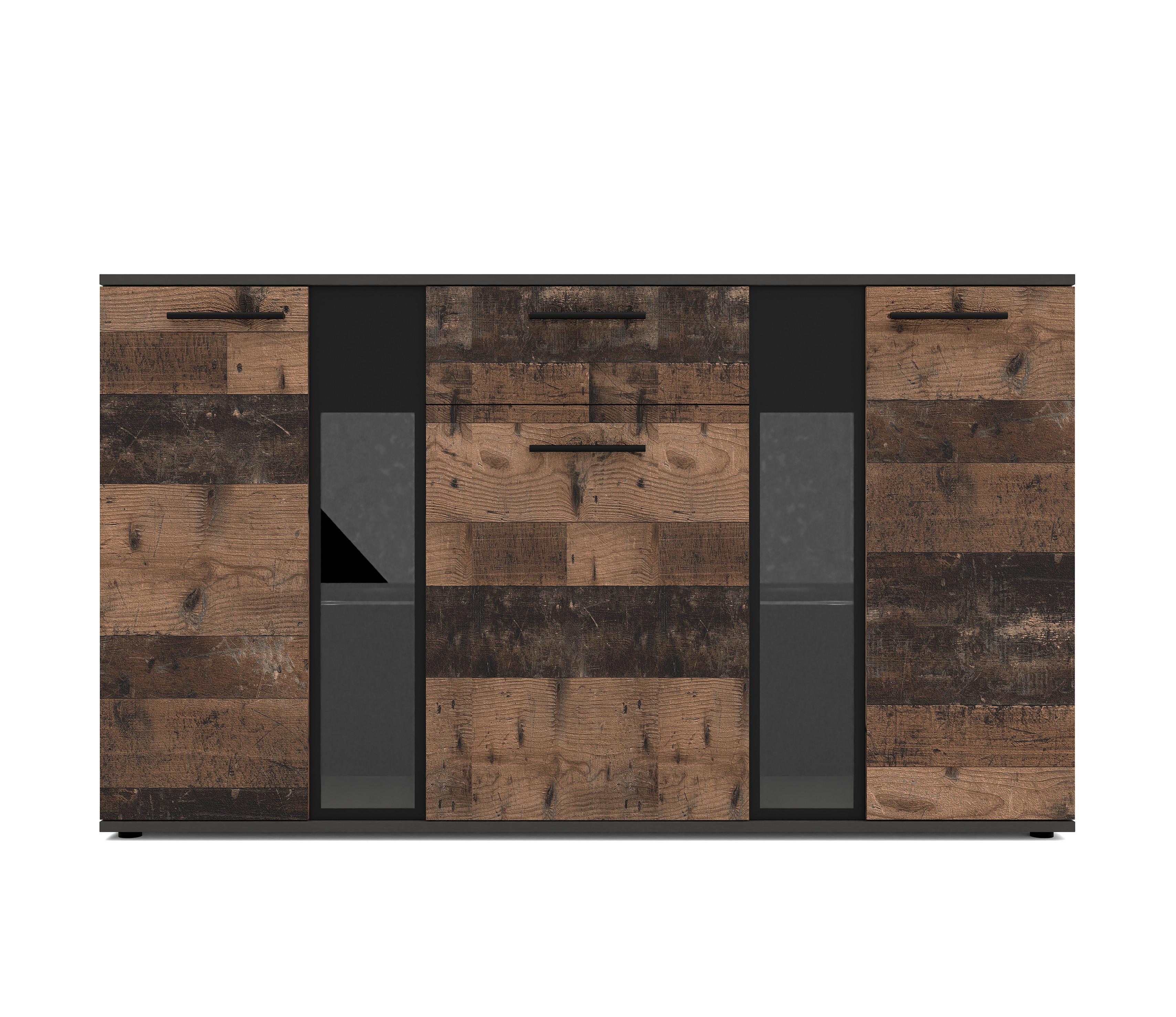 SIDEBOARD Formilo Grau Matera, Oldwood 140,4/80/40,2 cm – Kommode - Braun/Grau, Holzwerkstoff/Kunststoff (140/80/40cm) - AX Living