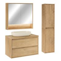 BADMÖBEL 80cm Edmé 2er-Set Holz - Braun, Holzwerkstoff (80/52.2/46cm) - Petits-meubles