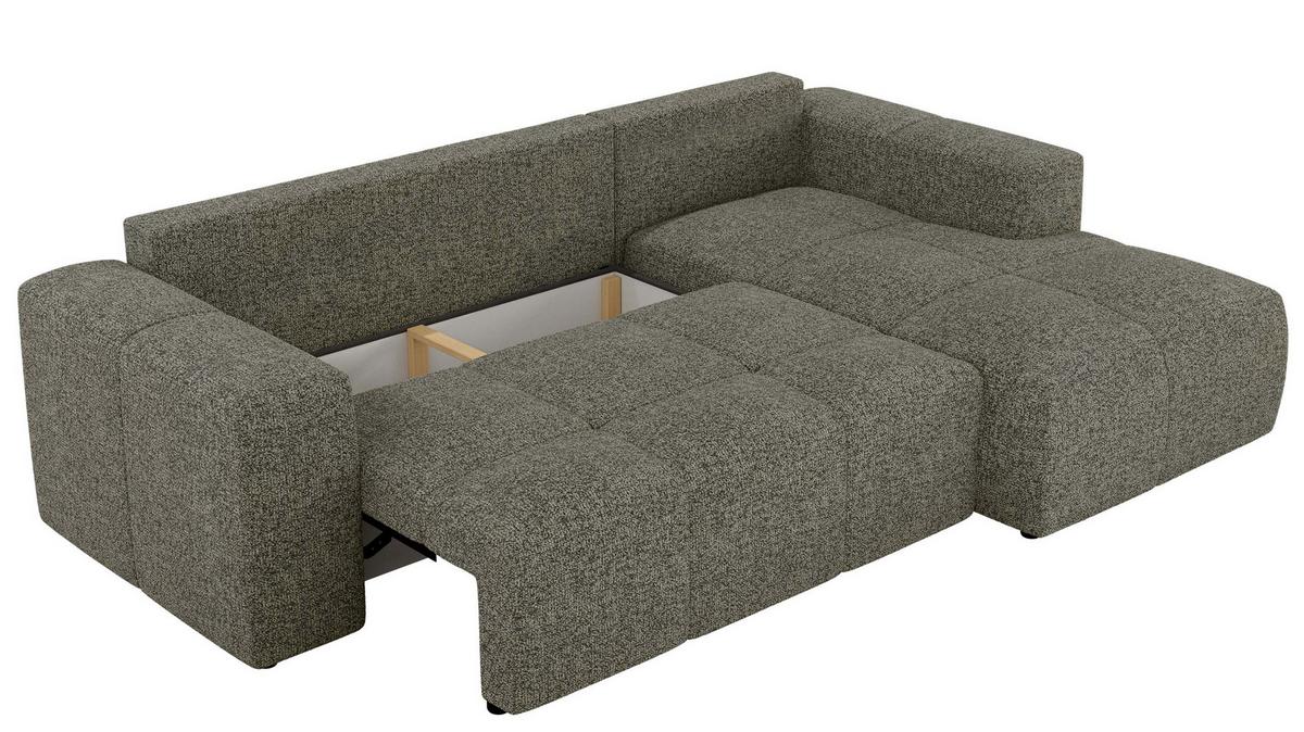 ECKSOFA MONIVA Grau Strukture - Rechts - Schwarz/Grau, Textil (266/164cm) - MKS