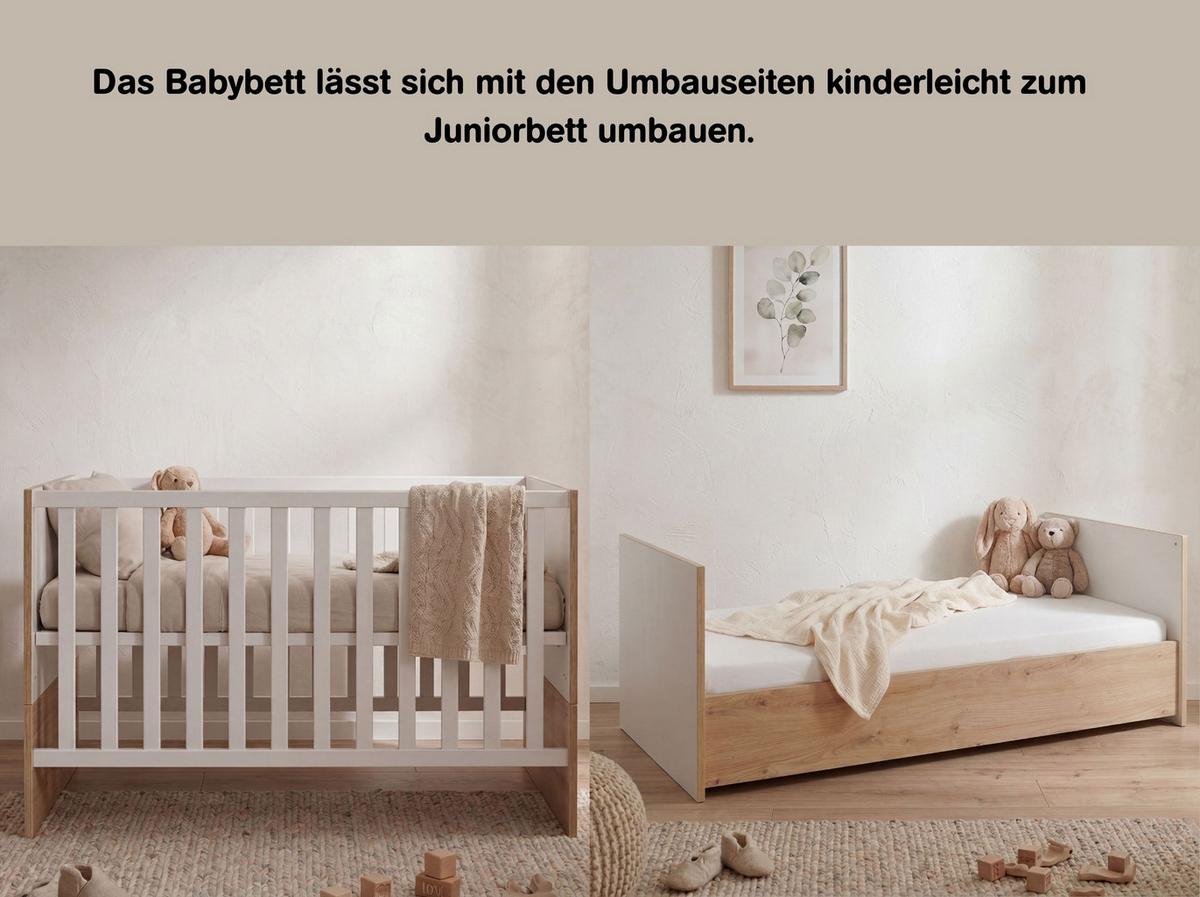 BABYZIMMER Mega-Set Maxim 7-tlg. - Eichefarben/Weiß, Holzwerkstoff (1/1/1cm) - arthur berndt