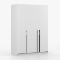 DREHTÜRENSCHRANK ROSA 3D 150/210/55, 3-türig, weiß - Schwarz/Weiß, Holzwerkstoff (150/210/55cm) - imoebel24