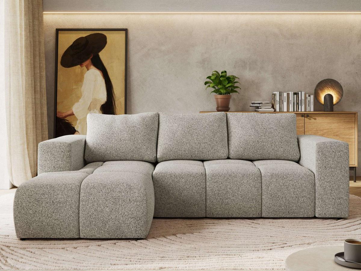 ECKSOFA MONIVA Hellgrau Strukture - Links - Hellgrau/Schwarz, Kunststoff/Textil (164/266cm) - MKS