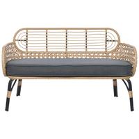 GARTENSOFA 2-Sitzer Rattan natürlich 122 cm Auflage graphitgrau Pratello - Beige/Schwarz, Kunststoff (122/79/59cm) - Beliani