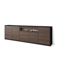 SIDEBOARD, Highboard, Dunkler Eiche und Schwarz, Elektrokamin, 260/37/80cm - Hellbraun, Holzwerkstoff (260/80/37cm) - Skraut Home