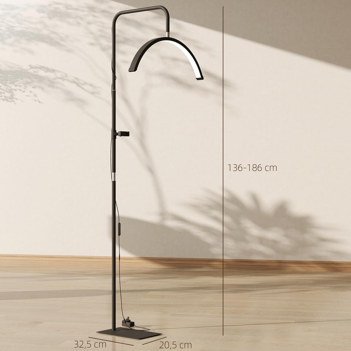 LED-HALBMOND-WIMPERN-LAMPE Stahl Kunststoff Schwarz - Schwarz, Metall (77.5/20.5/186cm) - HOMCOM