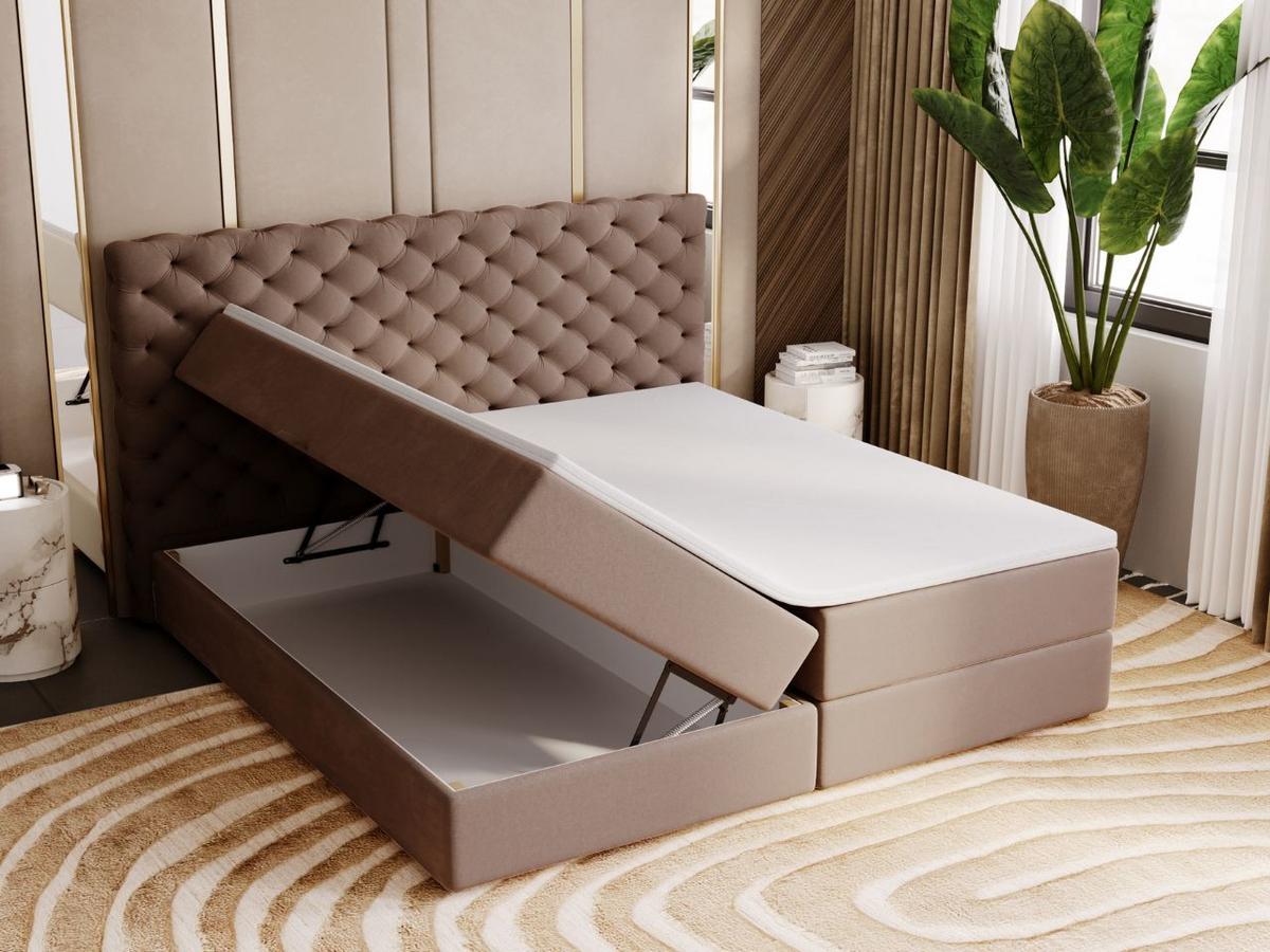 BOXBETT Bergamo 200x200 Braun - Schwarz/Braun, Holz/Textil (200/200cm) - Graingold