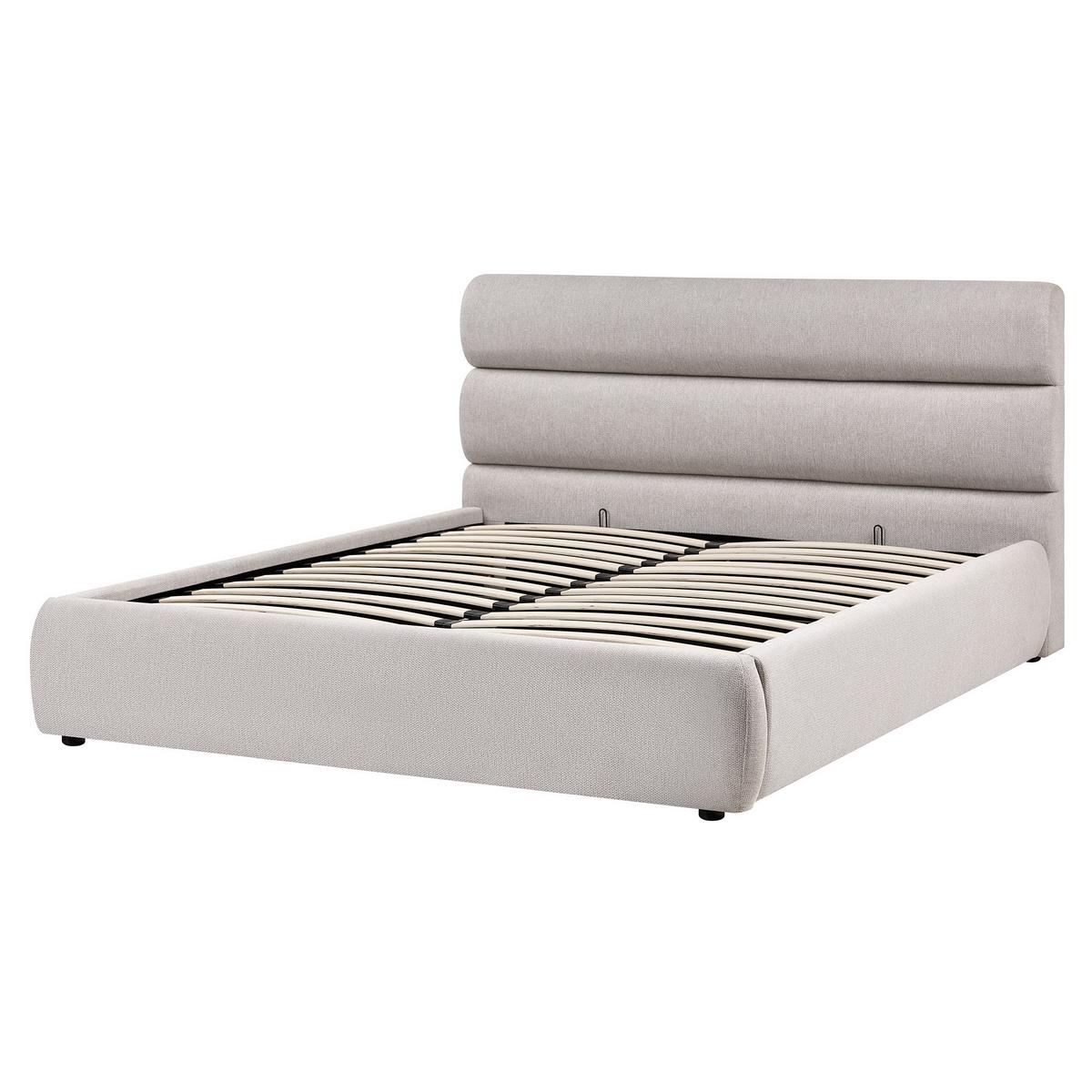 BETT mit Stauraum 160/200 cm Kunstleinen Grau Bonifacio - Grau, Textil (160/200cm) - Beliani