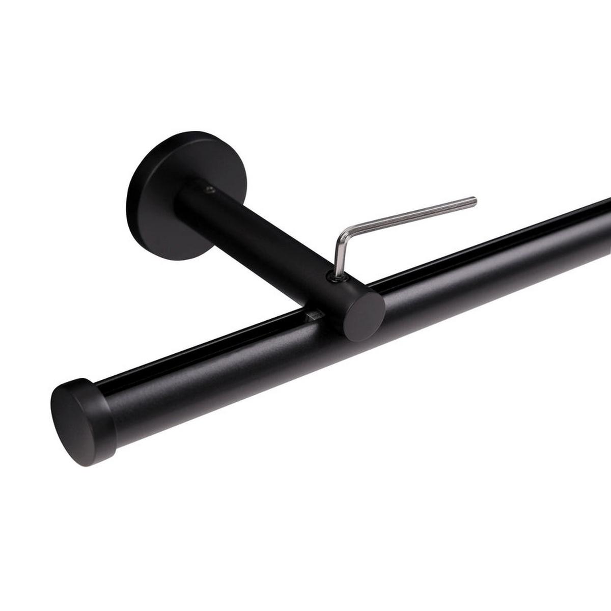 GARDINENSTANGE Innenlauf 1-lauf Kappe - Schwarz, Metall (80cm) - Deco-Raum