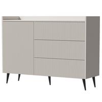 KOMMODE Amfali mit 1 Tür und 3 Schubladen, Push-to-open, Metallbeine, 126 cm, Kaschmir - Kaschmir/Schwarz, Holzwerkstoff/Metall (126/92/41cm) - Beautysofa
