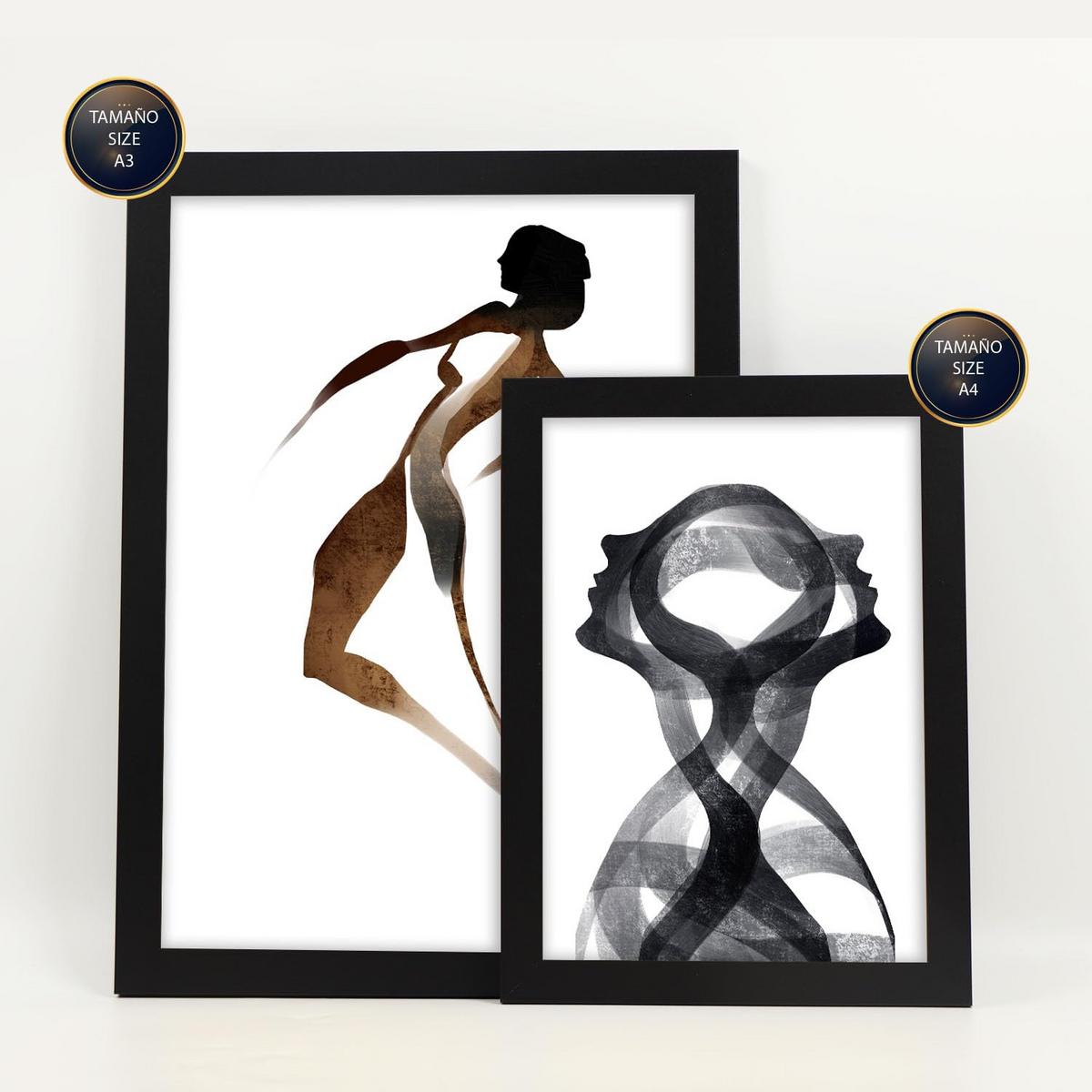 POSTER Set Mit 6 Körpertugend 2 In Liebhaber Abstrakt Ästhetische Dekorative Gemälde Für Ihr Wohnzimmer Schlafzimmer Zuhause A3 & A4 Schwarzer Rahmen - Schwarz, Papier (29/3cm) - Nacnic
