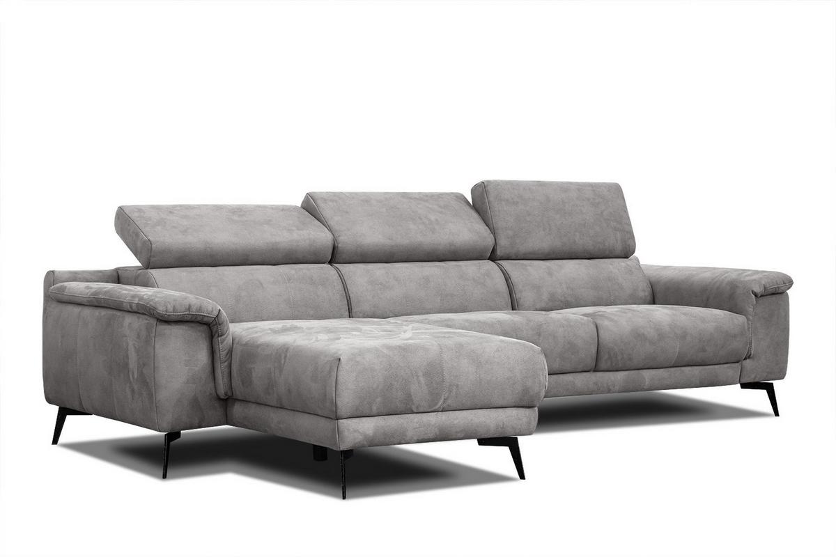 ECKSOFA FIERO 4-Sitzer, hellgrau - Hellgrau/Schwarz, Holzwerkstoff/Textil (158/269cm) - Wozimo