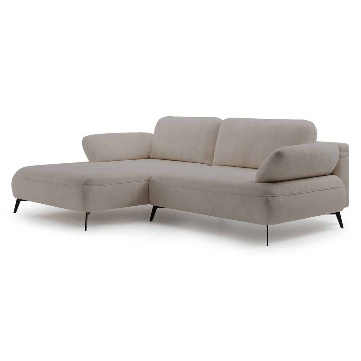 ECKSOFA Avolla Beige links - Beige/Schwarz, Textil/Metall (284/186cm) - Selsey