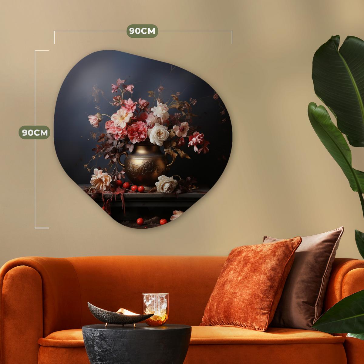 WANDBILD Stilleben - Blumen - Rosen - Blumenstrauß - Vase Room Decor 90x90 cm - Dunkelbraun, Kunststoff (90/90cm) - MuchoWow