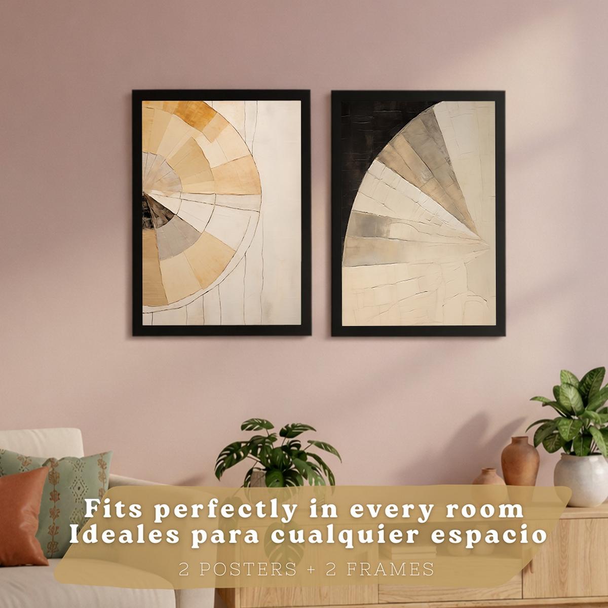 POSTER Set of 2 Abstract Wall Art Prints Modern Living Room Bedroom Kitchen Bathroom Decor Schwarzer Rahmen A4 - Schwarz, Papier (29.7/1/21cm) - Nacnic