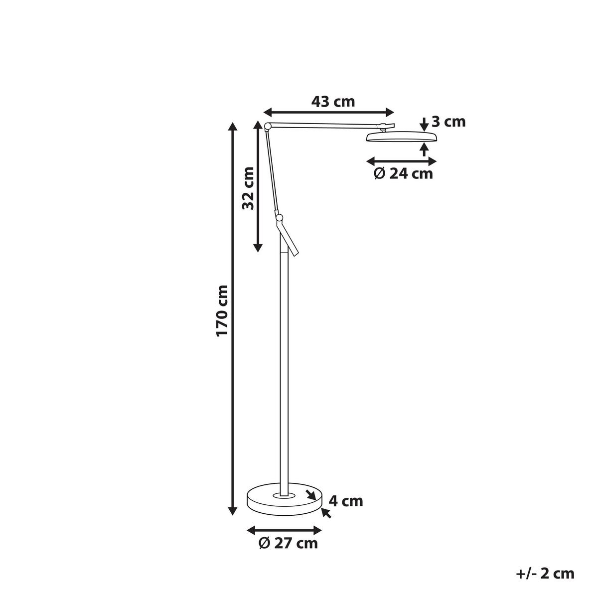 STEHLAMPE Carina 27/63/170 cm - Silberfarben, Kunststoff (27/27/170cm) - Beliani