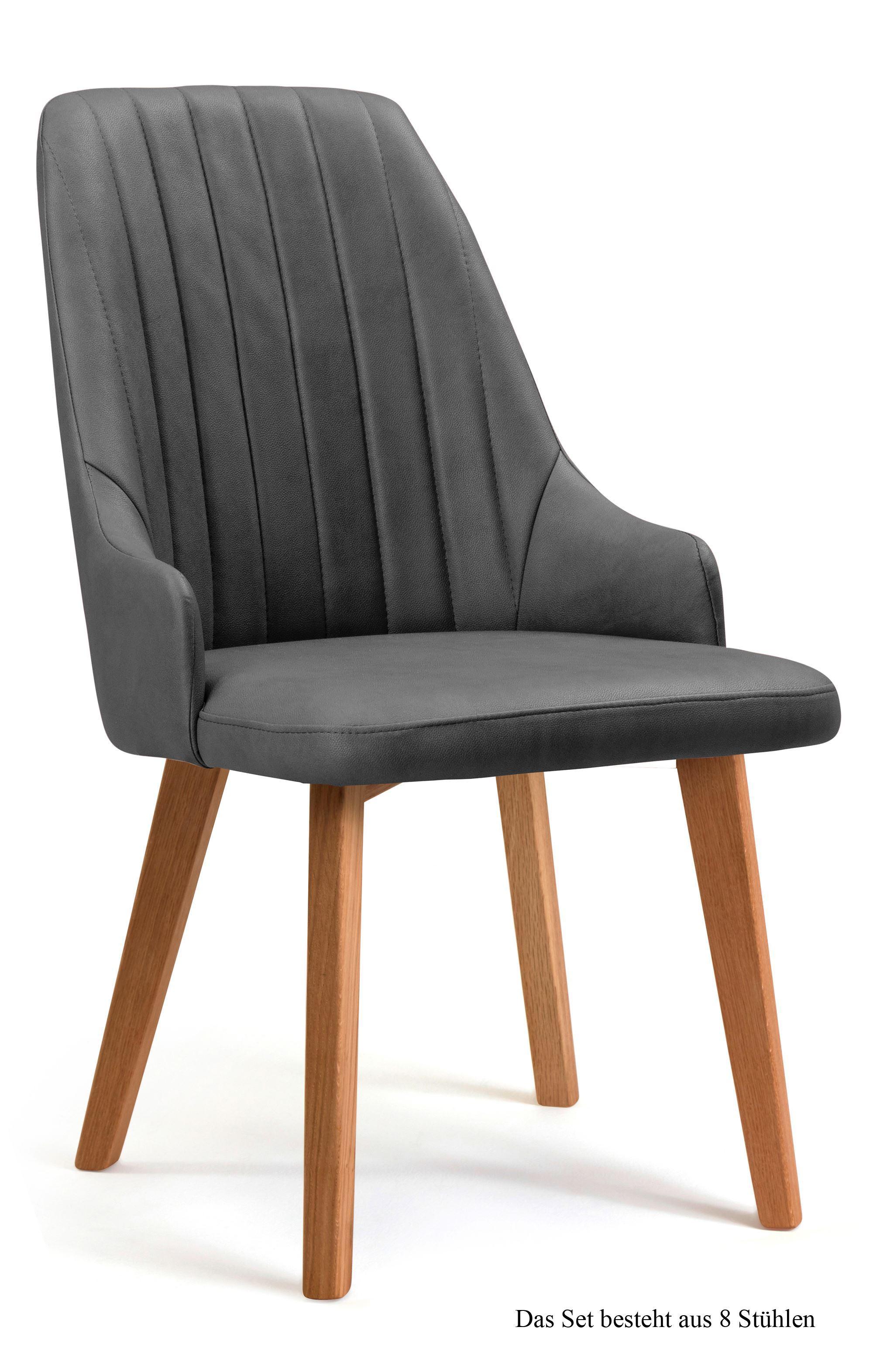 ESSZIMMERSTUHL (8er-Set) Daryl 52x91x60 Eiche geölt/Grau - Eichefarben/Grau, Kunststoff (60/91/52cm) - 58aufmkessel