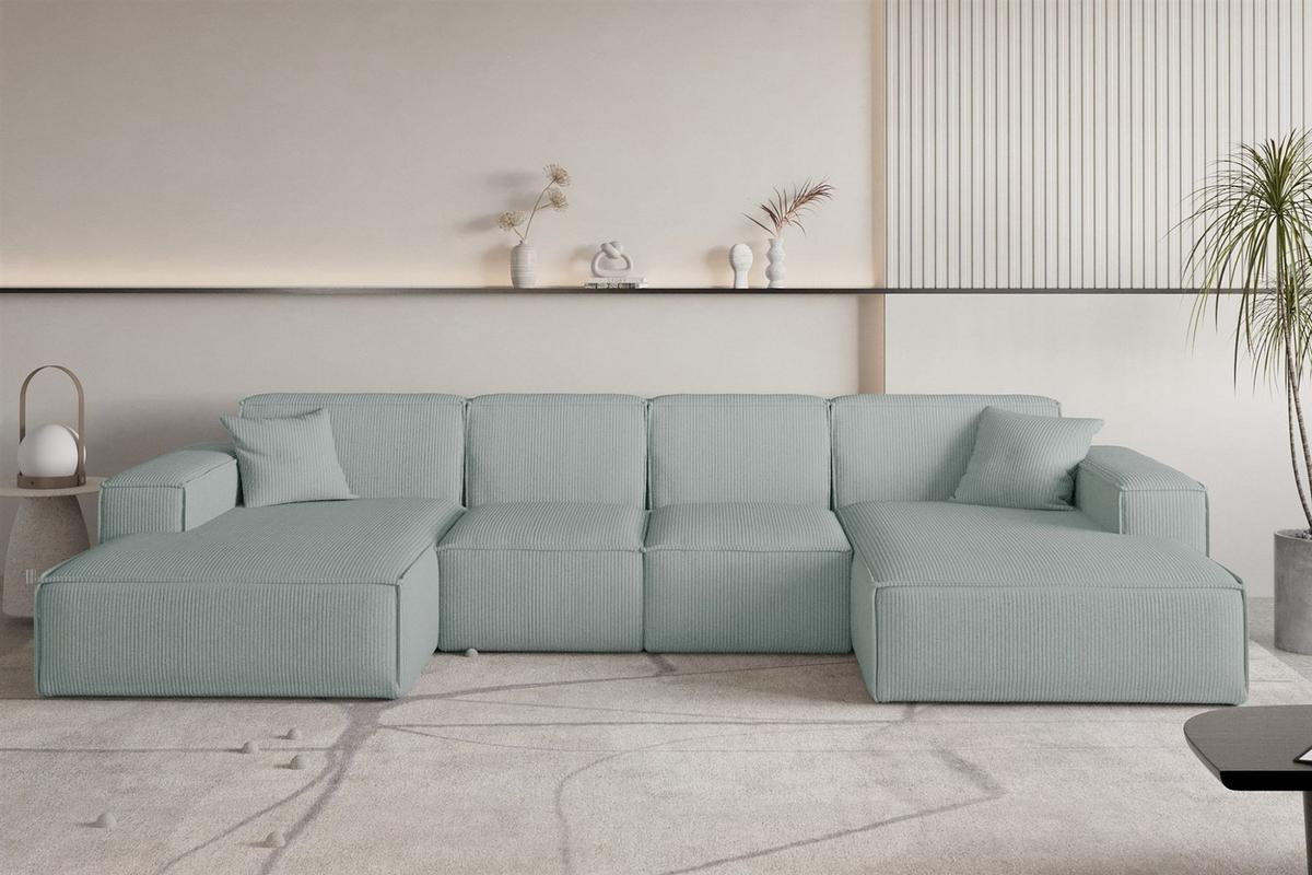 WOHNLANDSCHAFT Celes Premium Xs Scala - Pastellblau, Holzwerkstoff/Textil (342/73/165cm) - Fun Möbel