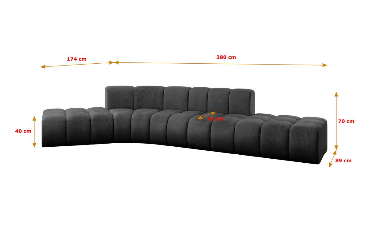 ECKSOFA modulares Sofa Solven-L1 - 380x174x70 cm Schwarz - Schwarz, Holzwerkstoff/Textil (380/174cm) - ALTDECOR