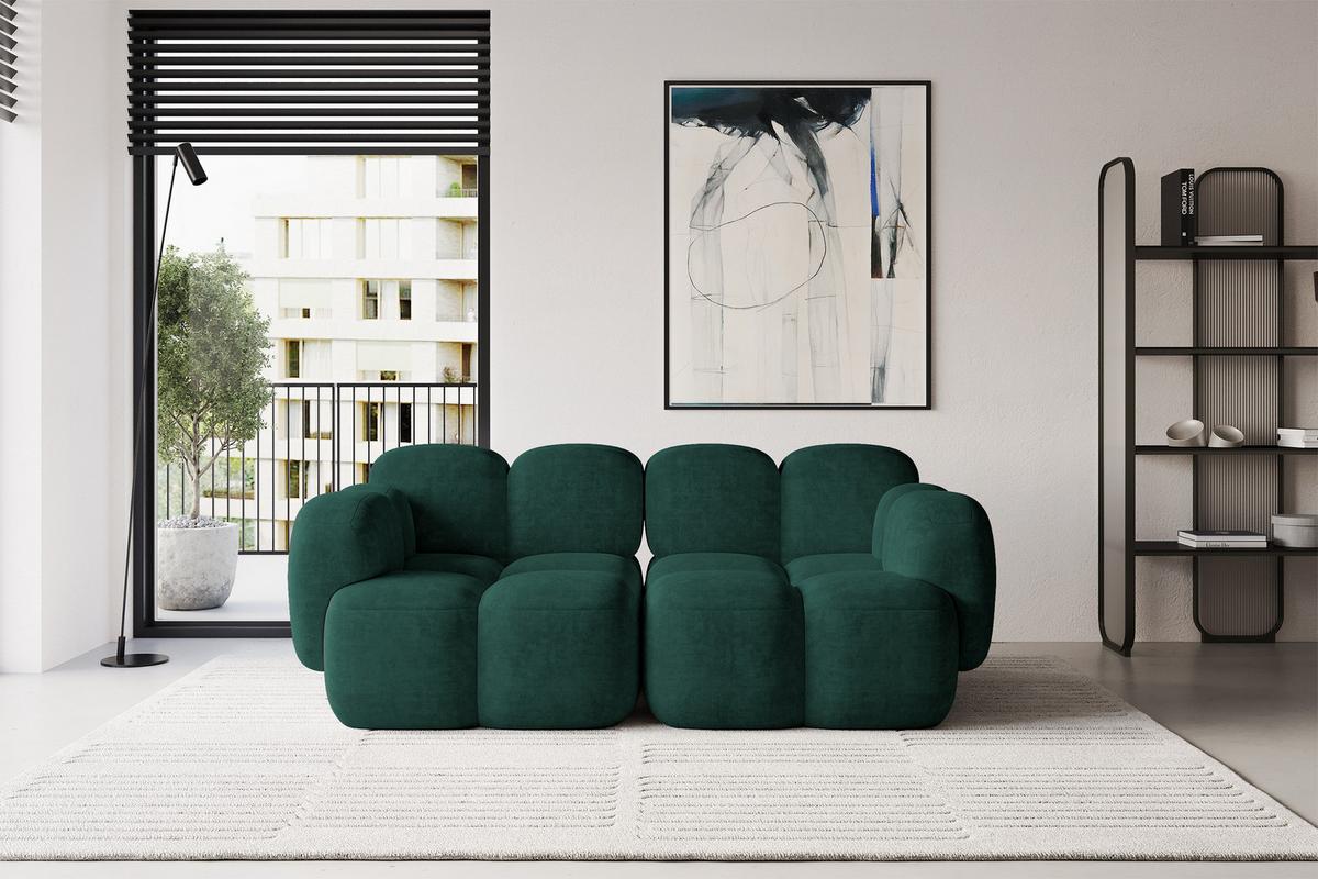 2-SITZER modulares Sofa Miko-S1 214x118x75 cm Grün Velours - Schwarz/Grün, Holzwerkstoff/Kunststoff (214/75/118cm) - ALTDECOR