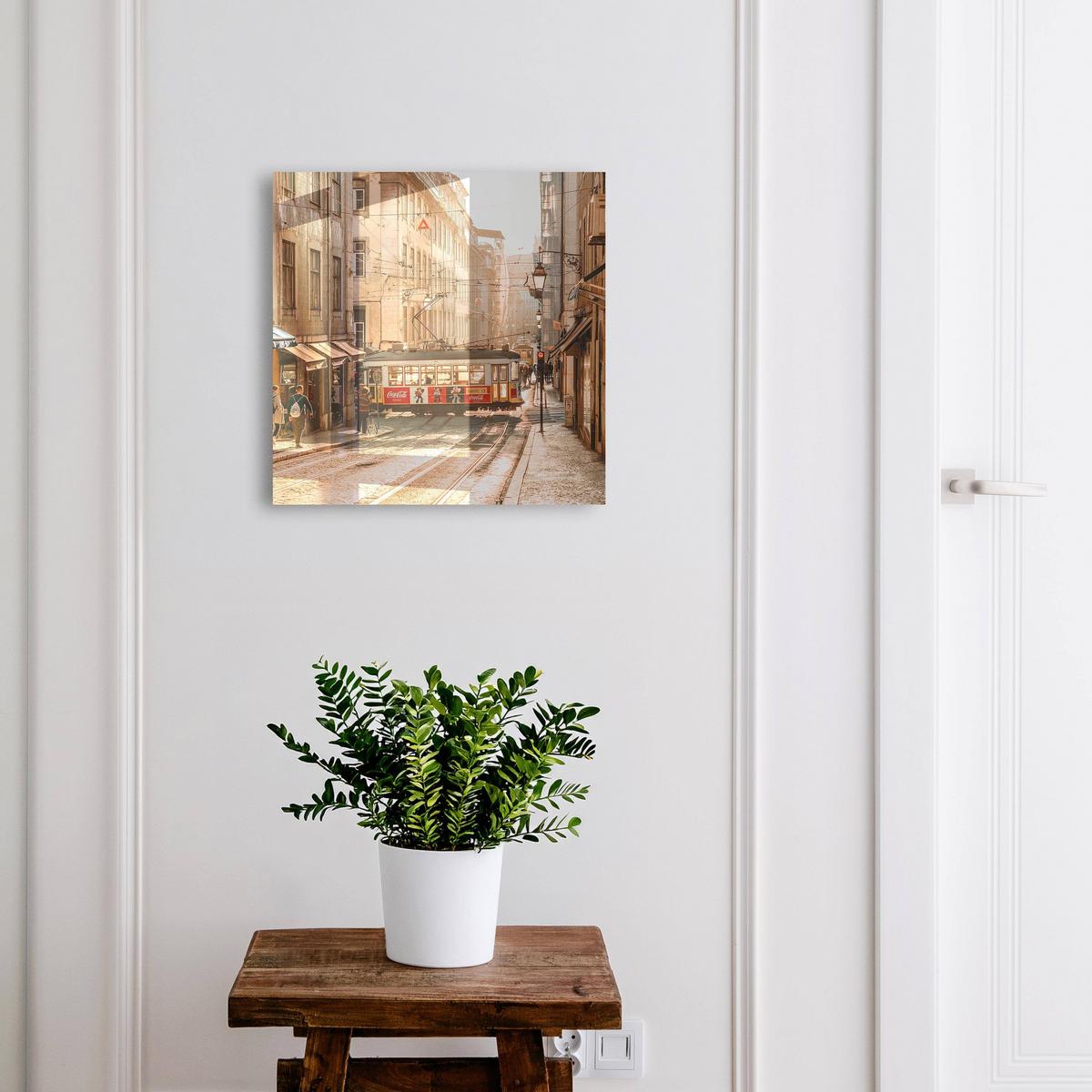 SCHLÜSSELBOX Schwarz 30x30 cm- Türöffnung nach rechts - Stadtmorgen - Beige, Metall (30/30/5cm) - TULUP