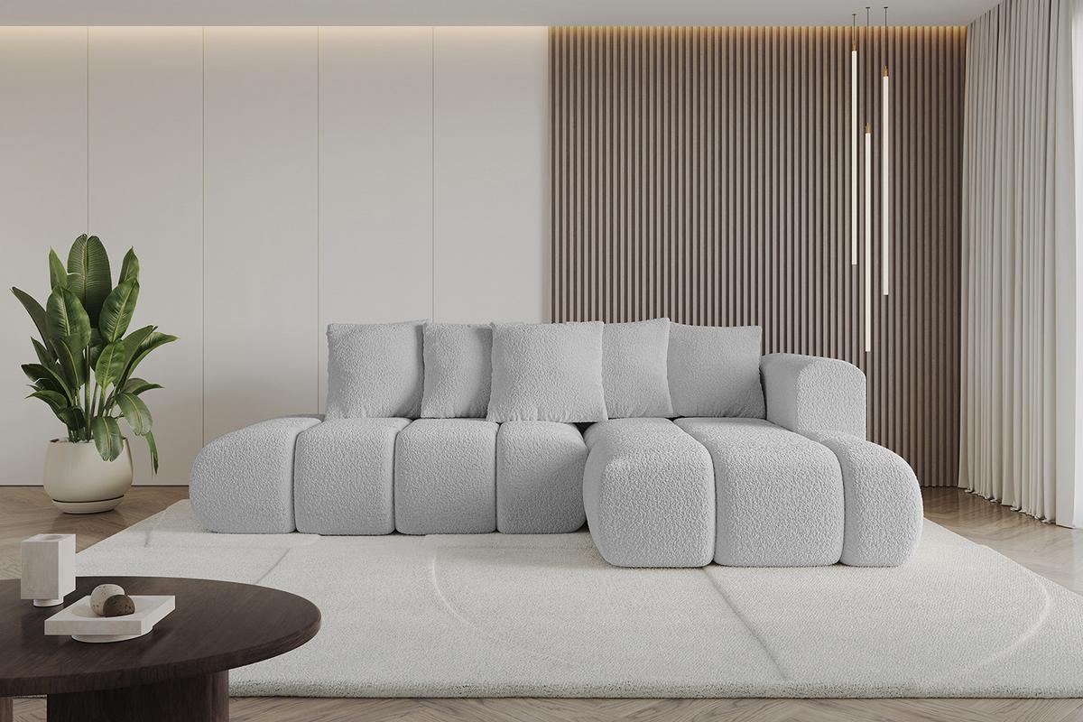 ECKSOFA Ottomane Rechts CLOUD-L-v1 280x185x90 Hellgrau Bouclé - Hellgrau, Holzwerkstoff/Kunststoff (185/280cm) - ALTDECOR