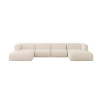 WOHNLANDSCHAFT MIRA-U2 408x179x70 Beige Velours - Greige/Beige, Holzwerkstoff/Kunststoff (408/70/179cm) - ALTDECOR