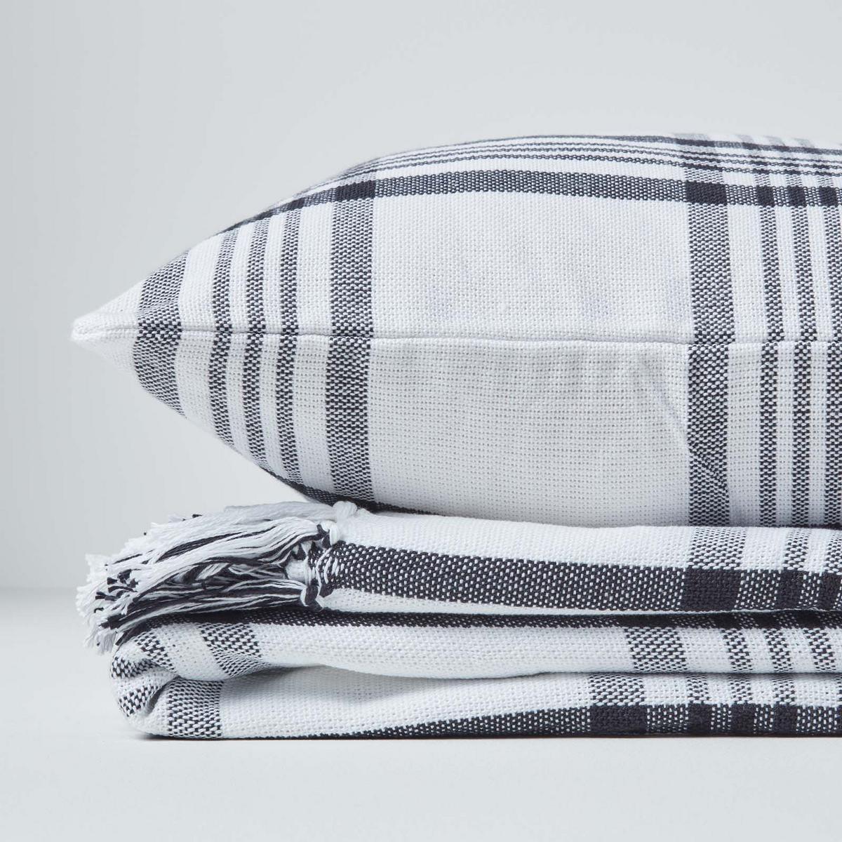 WOHNDECKE 150/200 cm, Schottenkaro, 100% Baumwolle - Weiß, Textil (150/200cm) - Homescapes