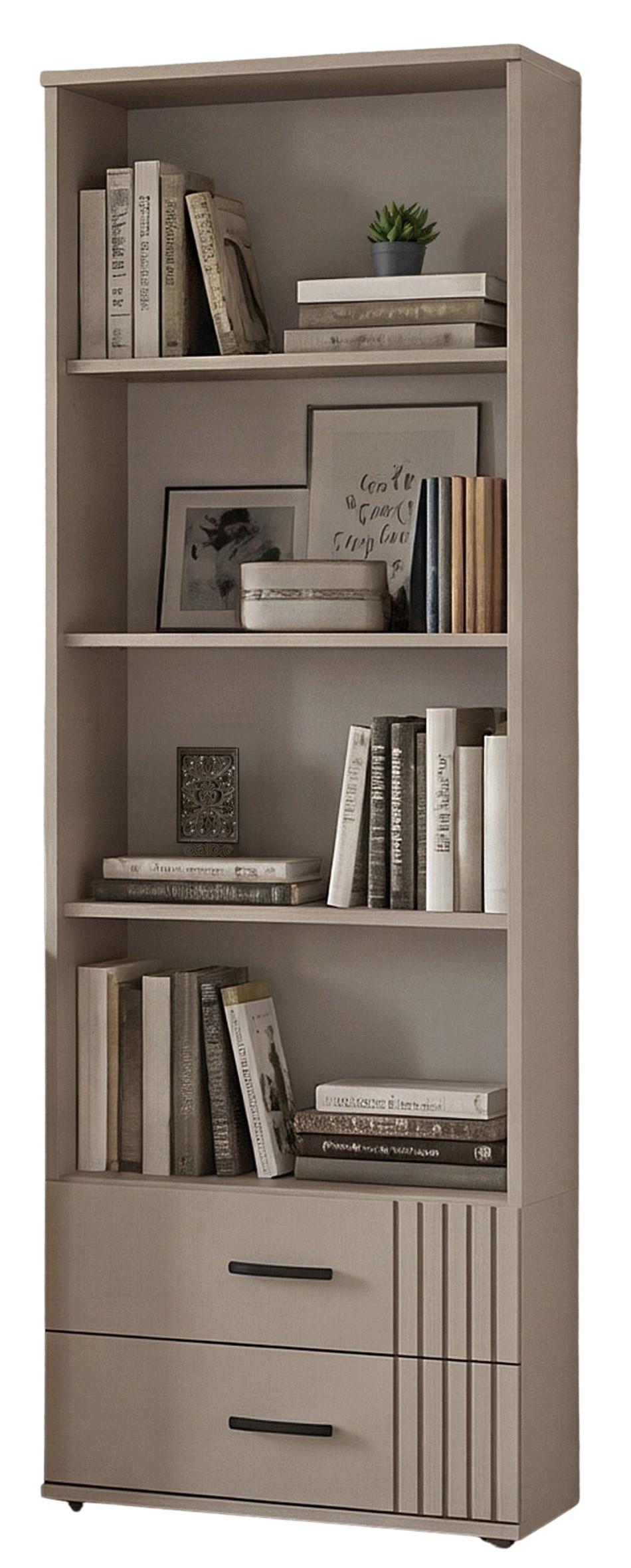 BÜCHERREGAL Kaschmir 59 x 175 cm, Standregal in modernem Design - Kaschmir/Schwarz, Holzwerkstoff/Kunststoff (59/175/30cm) - Inn.Furn