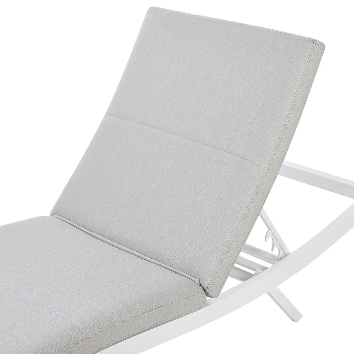 GARTENLIEGE 2er Set Grau Amelia - Weiß/Grau, Textil (66/91/199cm) - Beliani