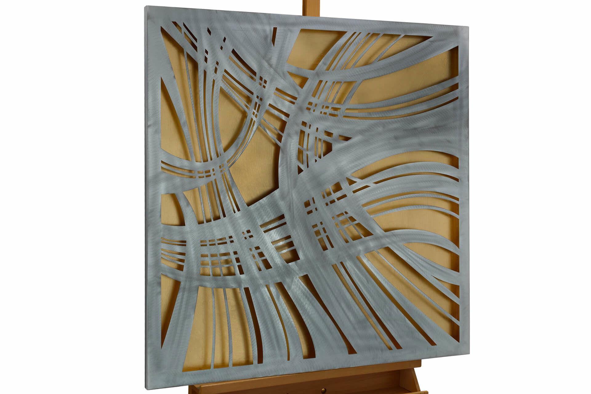 METALLBILD Gold 80/80 cm - Silberfarben/Goldfarben, Metall (3/80cm) - KUNSTLOFT
