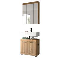 BADMÖBEL-SET 2-teilig Eiche Artisan 60 x 191 cm, Badkombination modernes Design - Schwarz/Eiche Artisan, Glas/Holzwerkstoff (60/191/34cm) - Inn.Furn
