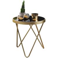 BEISTELLTISCH – Rund Schwarz Mattgold Glas Metallgestell 42x46x42 cm - Goldfarben/Schwarz, Glas/Metall (42/42/46cm) - KADIMA DESIGN
