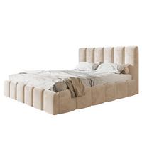 BETT 180x200 - Polsterbett mit Bettkasten und Metallrahmen - Modern Betten - Amor-Samtstoff - Kollektion Lucy - Beige - Beige, Holz/Textil (180/200cm) - Alpi-Möbel