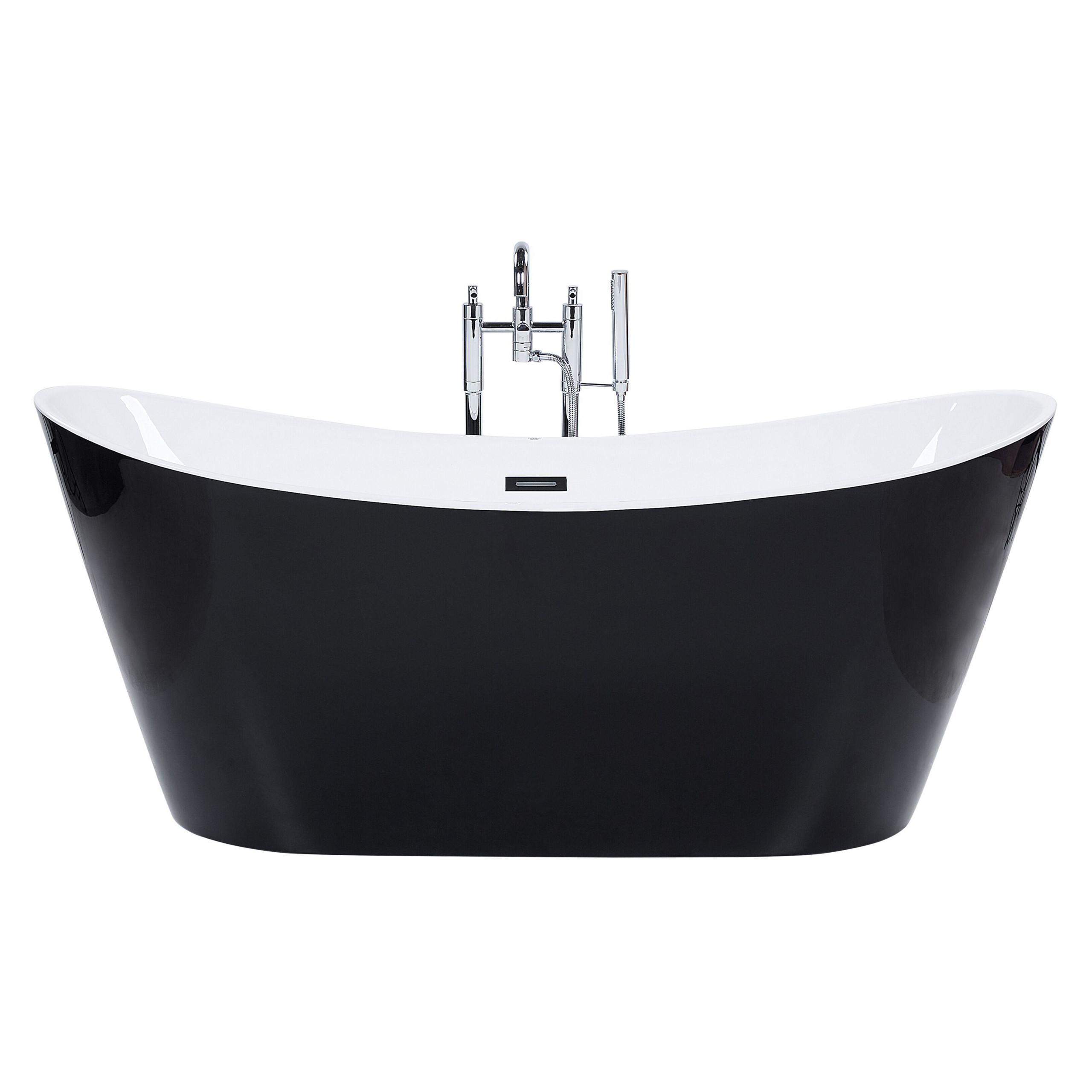 BADEWANNE FREISTEHEND 76x160x72 cm schwarz Antigua - Schwarz, Kunststoff (76/72/160cm) - Beliani