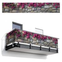 BALKON-SICHTSCHUTZ Bougainvillea - Steinmauer - Rosa Groß 500x90 cm - Magenta, Kunststoff (500/90cm) - MuchoWow