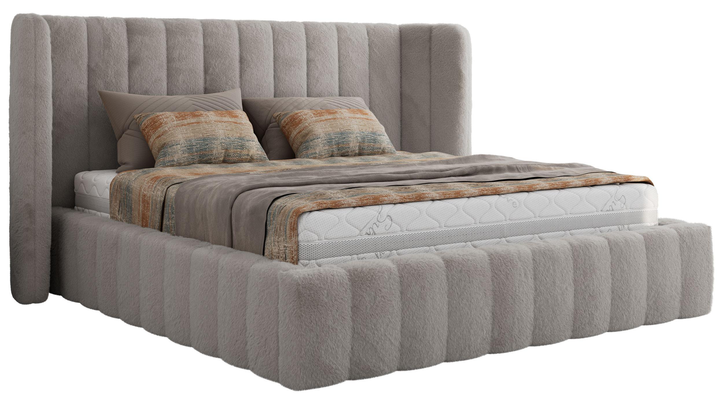 POLSTERBETT GOLETTA CLASSIC 140/200 - Hellgrau Plüsch - Pocket-Matratze - Hellgrau, Textil (140/200cm) - MKS